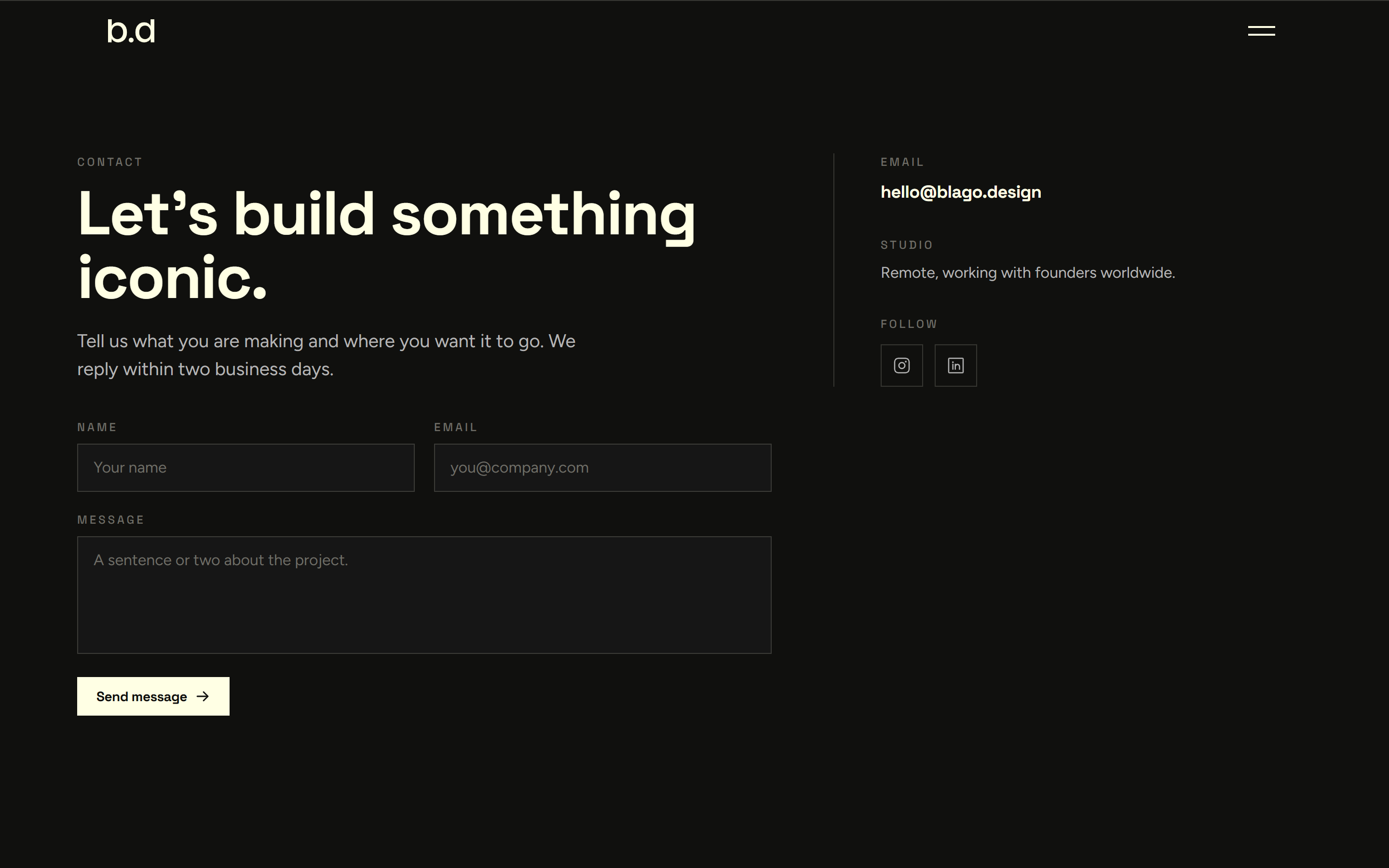 The contact page