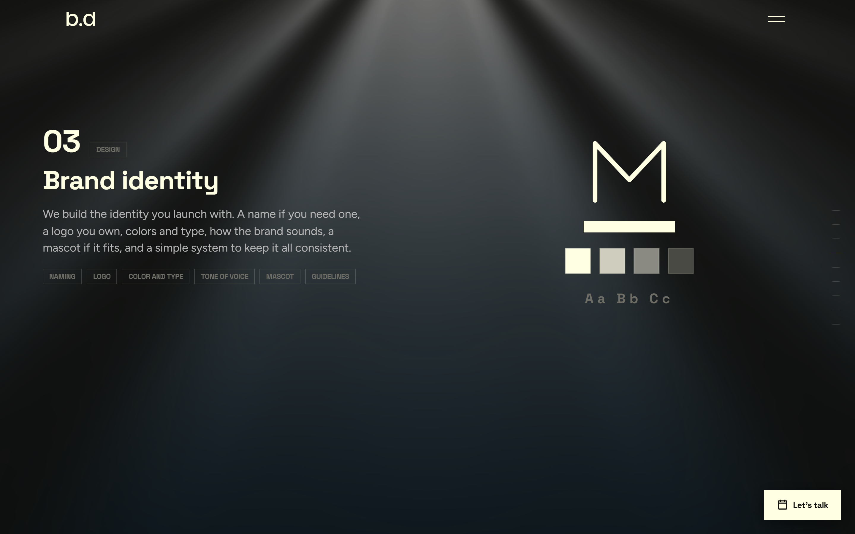 The how-we-work process deck, the brand identity step