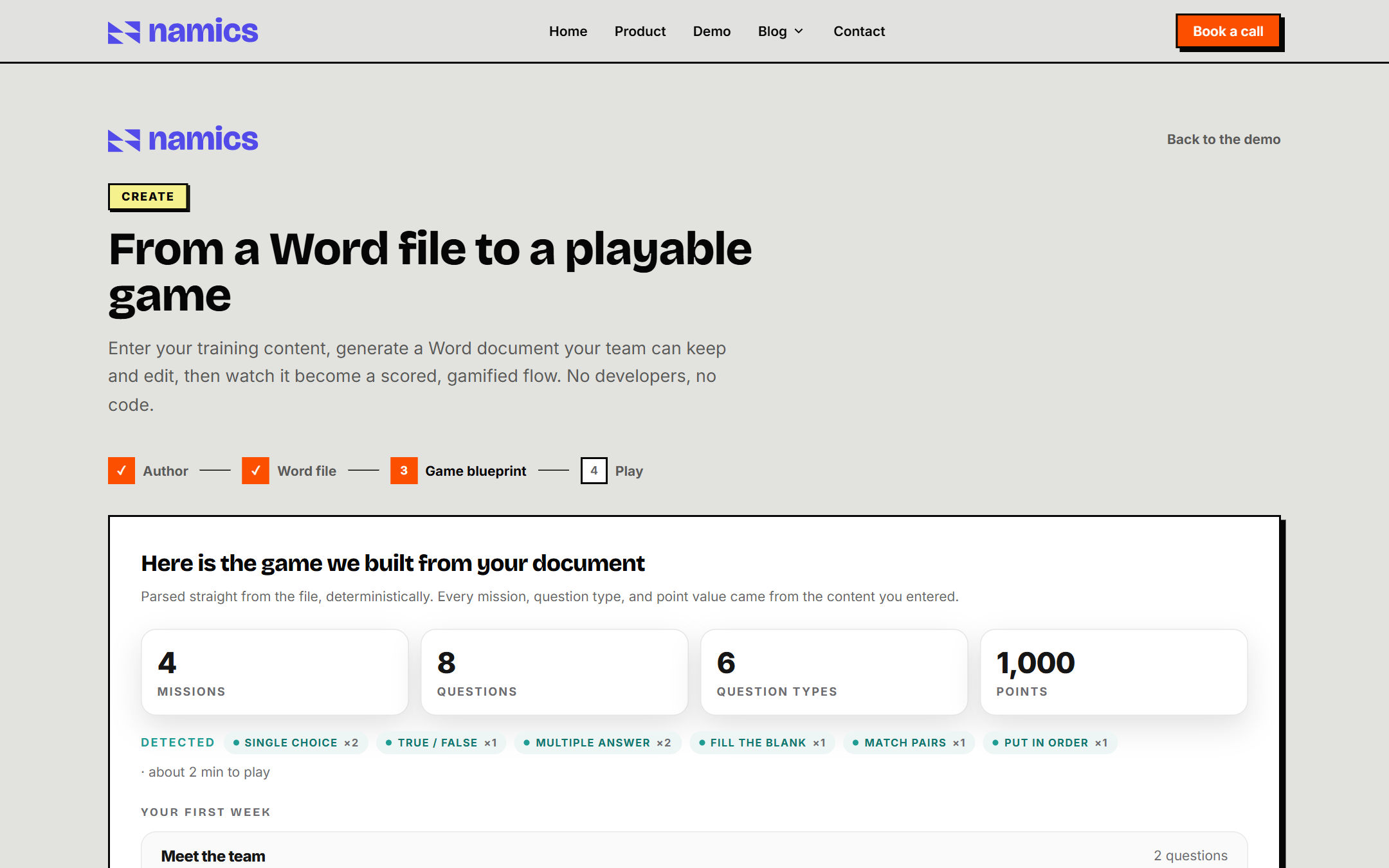 The parsed game blueprint