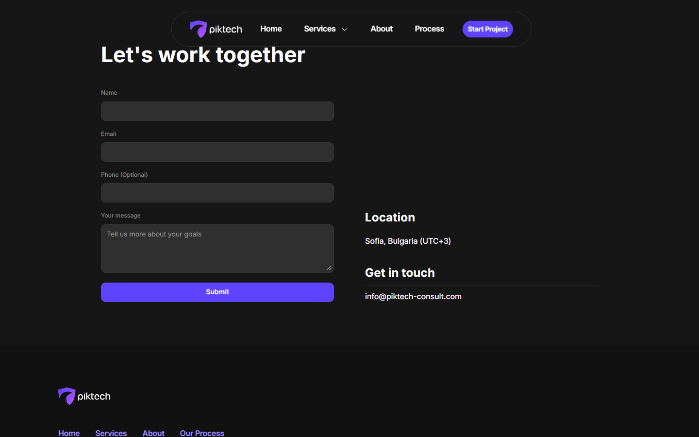 Contact and footer