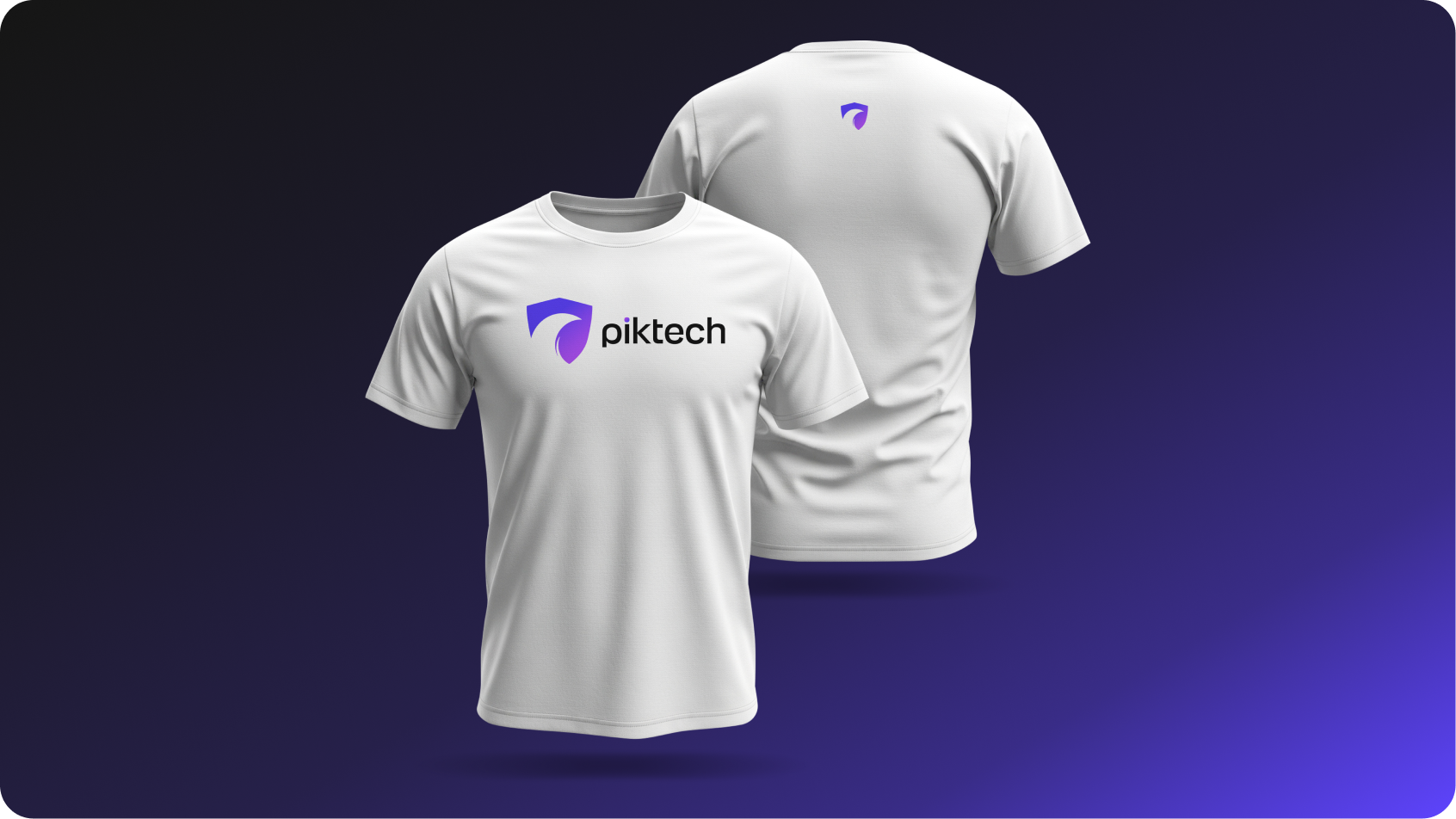 The piktech logo on a t-shirt, front and back